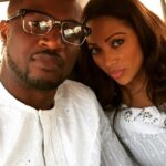 Peter Okoye's wife, Lola Omotayo puffs on a cigarette as they party together