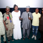 Tunde Kelani, Oga Bello, Chief Olusegun Obasanjo, Spiff at the official opening of OOPL cinema in Abeokuta Ogun State