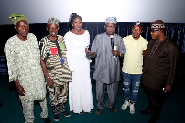 Tunde Kelani, Oga Bello, Chief Olusegun Obasanjo, Spiff at the official opening of OOPL cinema in Abeokuta Ogun State