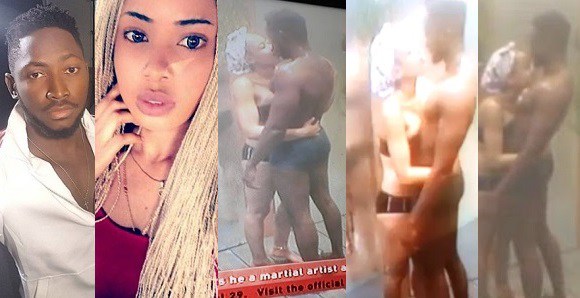 #BBNaija: Miracle and Nina kiss passionately in the shower while bathing (video)