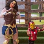 Toyin Lawani and her son dress up as 'Wonder Woman' and 'Iron man' for his 4th birthday