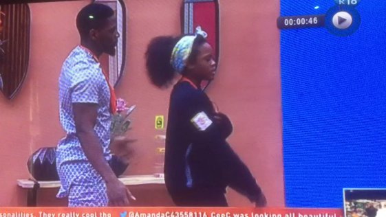 Watch Tobi get curved again and again as he tries to kiss Cee C in Big Brother Naija 2018 (video)