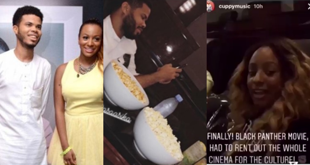 DJ Cuppy and Boyfriend Rents Out An Entire Cinema To See Black Panther
