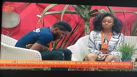 #BBNaija: Ceec apologizes to Tobi after she rained insults on him