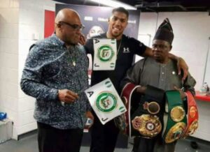 Ibikunle Amosun meets Anthony Joshua after he defeated Joseph Parker