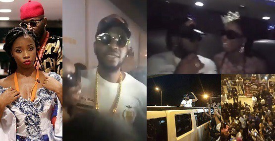 #BBNaija: Massive Crowd Welcomes Teddy A & Bambam As They Arrive Lagos