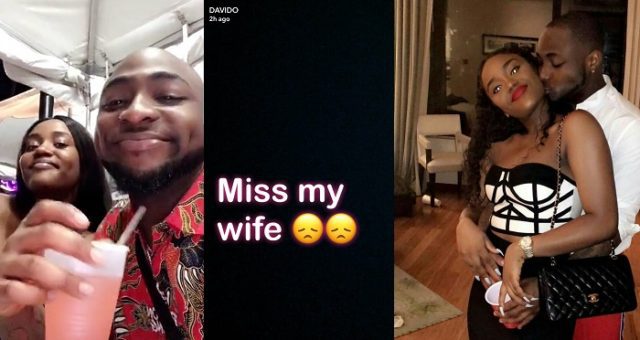 Davido calls his girlfriend “his wife” in new post on Snapchat