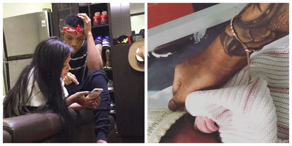 Tekno Cuddles Newborn Daughter Skye In New Photo