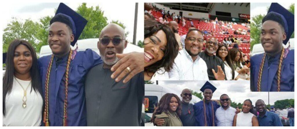 Actor Richard Mofe-Damijo And Wife, Jumobi Attend Son's Graduation In U.S