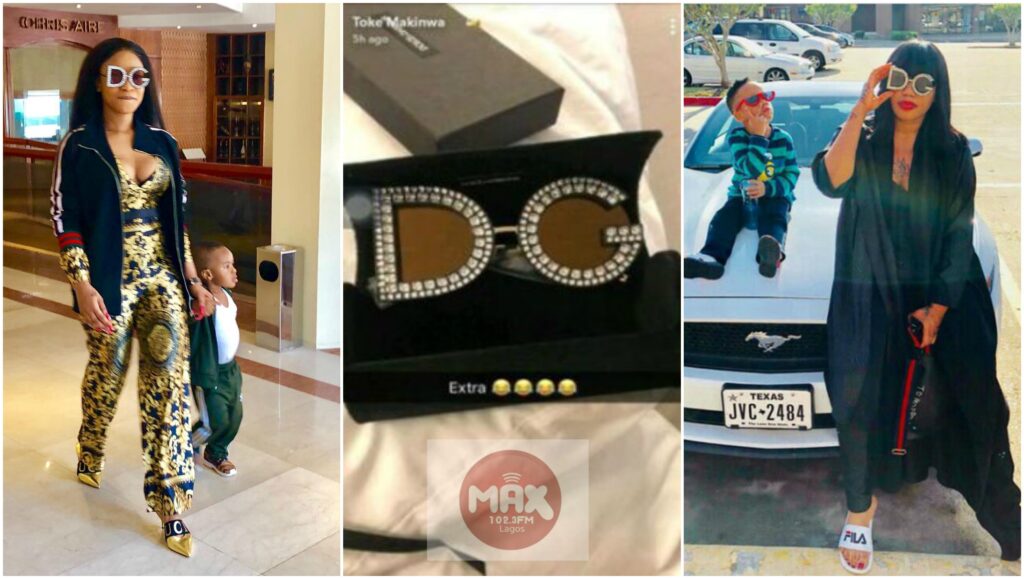 Tonto Dikeh & Toyin Lawani Rock Crystal Embellished D&G Glasses