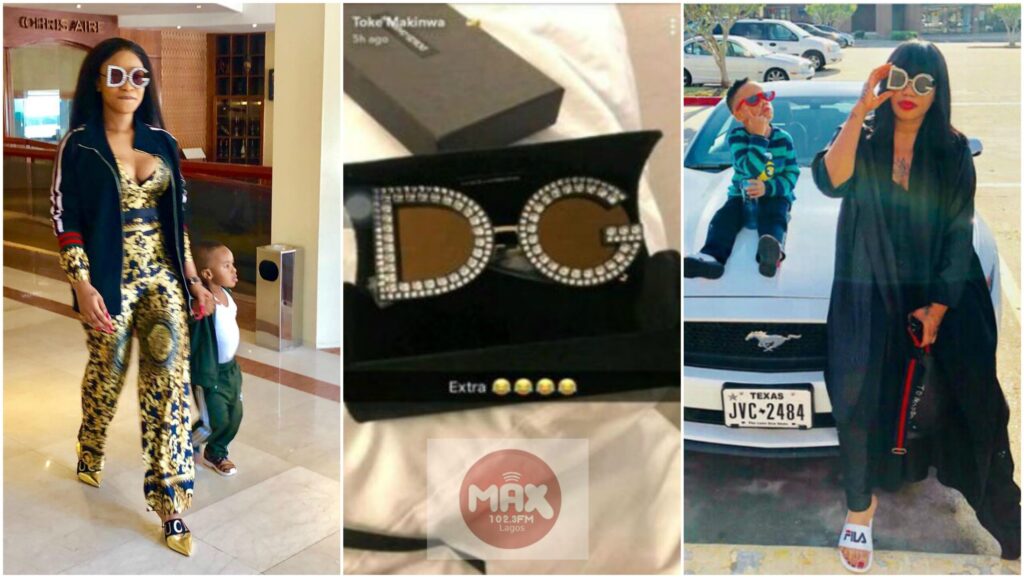 Tonto Dikeh & Toyin Lawani Rock Crystal Embellished D&G Glasses