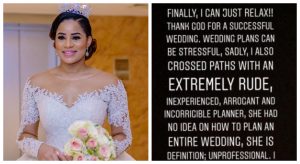 Ex-Beauty Queen, Iheoma Nnadi Calls Out Wedding Planner For Poor Service