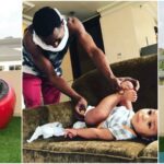 Dbanj Shares Photo Of Himself Changing His Son's Diaper