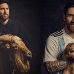 Lionel Messi poses with goats for photoshoot