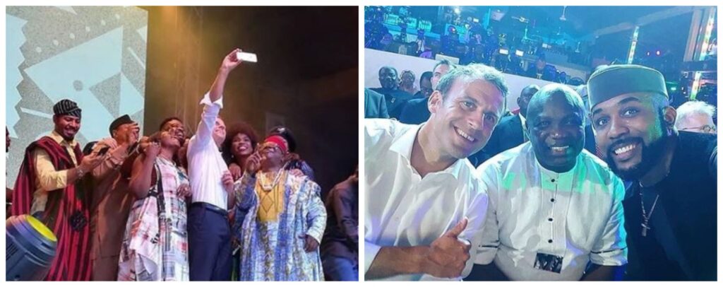 Nigerian Celebrities Hang Out With French President, Emmanuel Macron