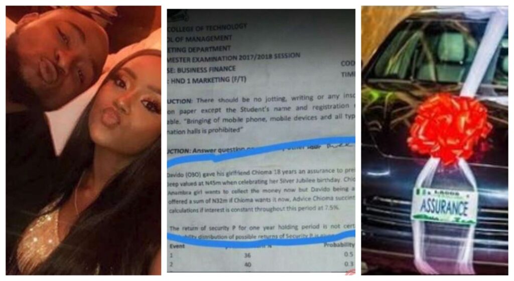 Davido And Chioma Get Featured In Yabatech's Marketing Department Exam Question