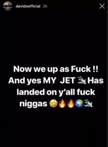 Davido’s Private Jet Finally Arrives
