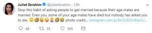 Juliet Ibrahim Has A Message For Those Who Pressure Unmarried People