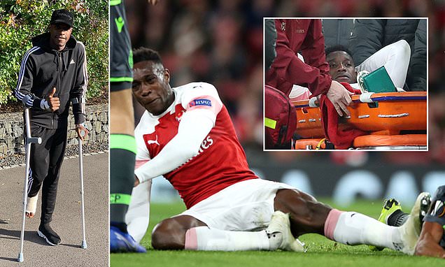 Danny Welbeck on crutches after second operation to repair broken ankle