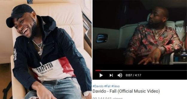 Davido brags as his Fall video hit 99m views on YouTube