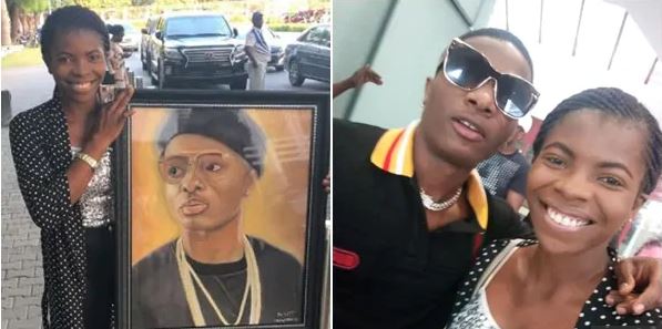 Wizkid honoured female artist who painted him (photos)