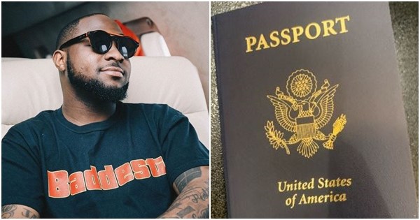 Davido flaunts new American passport (photo)