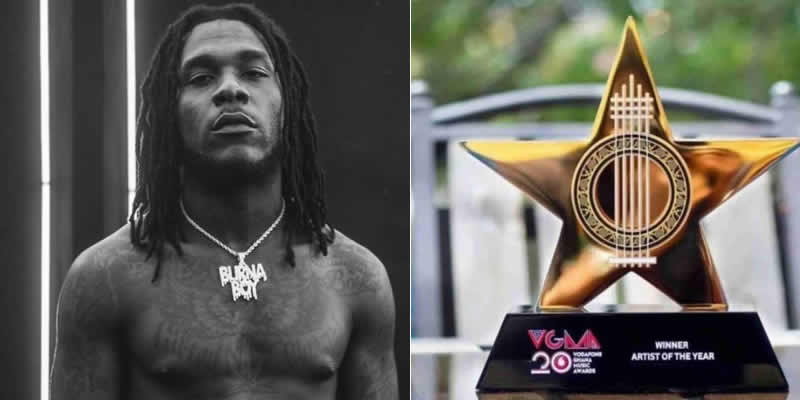 Burna Boy Wins African Artiste Of The Year At VGMA 2019 [Full List Of Winners ]