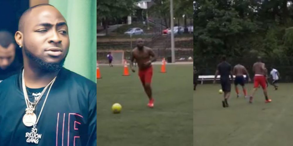 Davido displays football skills, dribbles opponents during match in Atlanta (video)