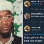 American Rapper Offset replies Nigerian man on Twitter begging him for money
