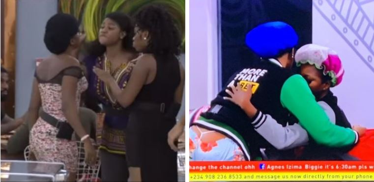 #BBNaija: Tacha and Thelma got back together this morning after they had a field day shouting at each other yesterday