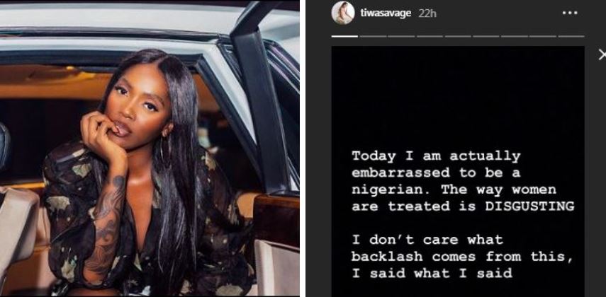 'I Am Embarrassed To Be A Nigerian' – Tiwa Savage, Shames Nigerian Men