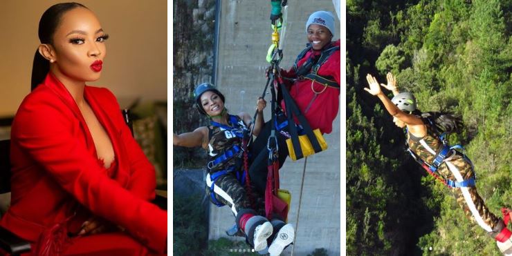 Toke Makinwa encourages fans to face their fears as she conquers hers going bungee jumping 