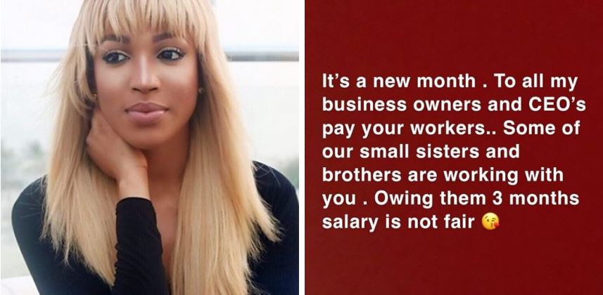 'If you can afford to show off big designer bags, Please pay your workers' – Dabota Lawson