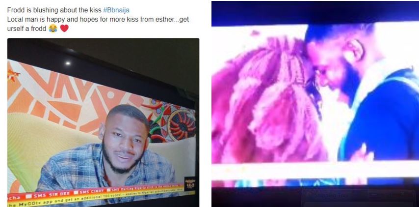 #BBNaija2019: Frodd finally gets a kiss from Esther, tells Biggie he prays for more