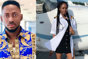 Miracle who is a pilot had his girlfriend poses in his uniform as he celebrates her on her birthday. You may recall that Miracle had a thing going on with former fellow housemate, Nina during their time in the Big Brother Naija house, a relationship that didn't survive outside the house. He wrote; "Special people are part of our Heart that even ? can’t change.. Happy Birthday ?!! Fine babe... ??✈️will fit you sha.. (Captain Dr J?).."