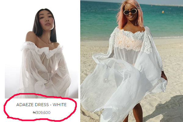 DJ Cuppy rocks a see through luxury Dress at the beach in Dubai