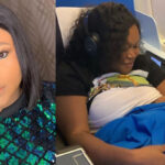 Ruth Kadiri Breast feeds her newborn in the airplane as they head to Dubai