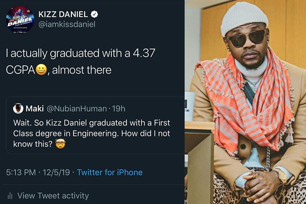 Did you know? Kiss Daniel graduated with a first class