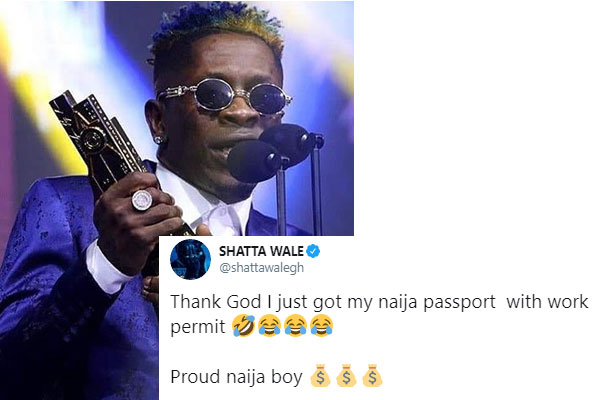 Ghanaian music artiste, Shatta Wale says he is now a Nigerian citizen