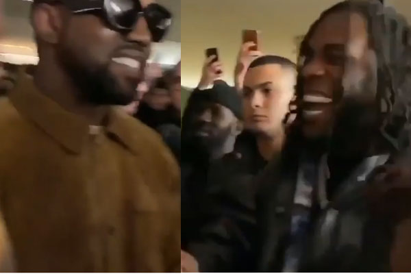 Check out the moment, Burna Boy met Kanye West at the Paris Fashion Week