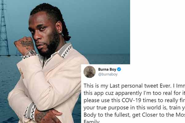 Burna Boy Quits Twitter