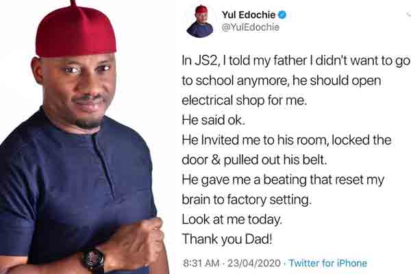 Yul Edochie recalls childhood wooping