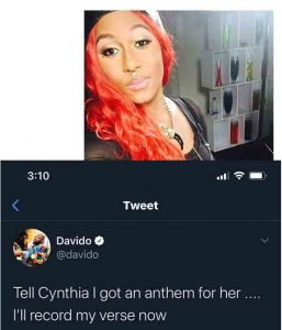 Cynthia Mogan, Davido