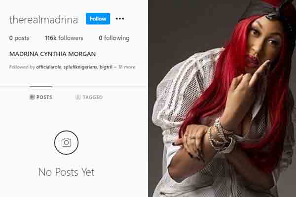 Cynthia Morgan unfollows everyone including Davido