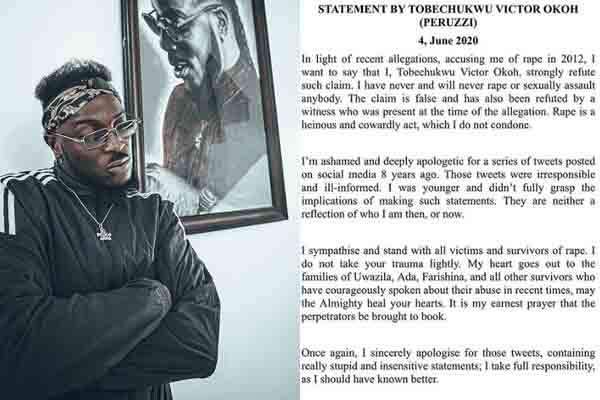 Peruzzi tenders apology over rape allegation