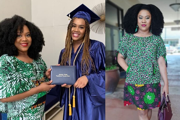 Stella Damascus celebrates as her daughter, Angelica graduates from high school