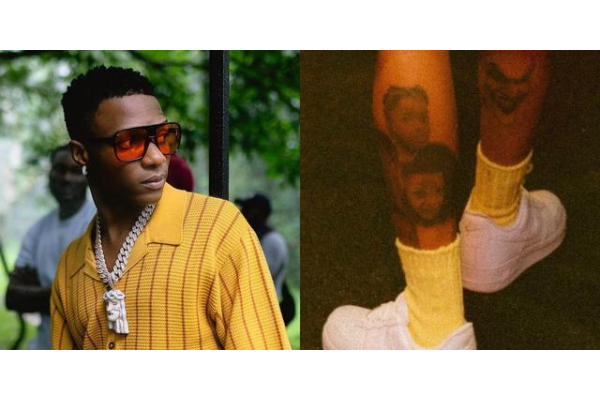 Wizkid Tattoos His Sons' Faces on His Leg as a Sign of Love