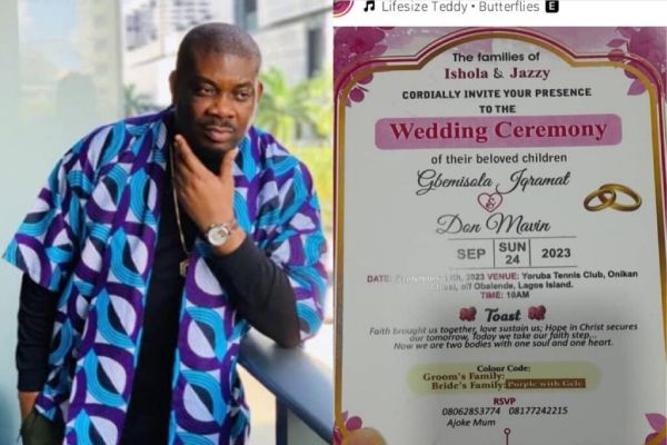 Don Jazzy stirs reactions as he shares his wedding invitation