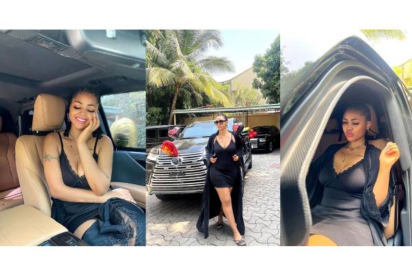 Reactions as Regina Daniels shows off her Valentines Day gift