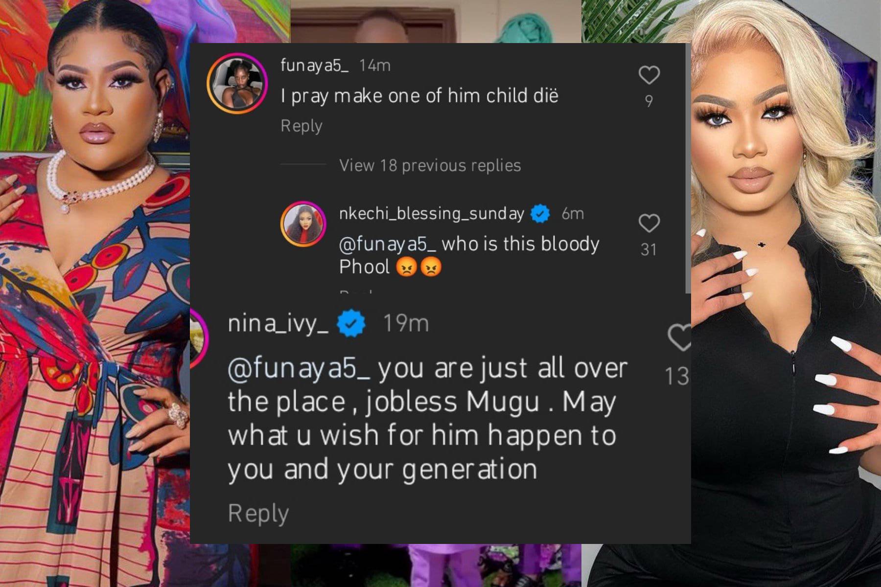 Nkechi Blessing, Nina Ivy slam troll over death prayer for Junior Pope’s children 